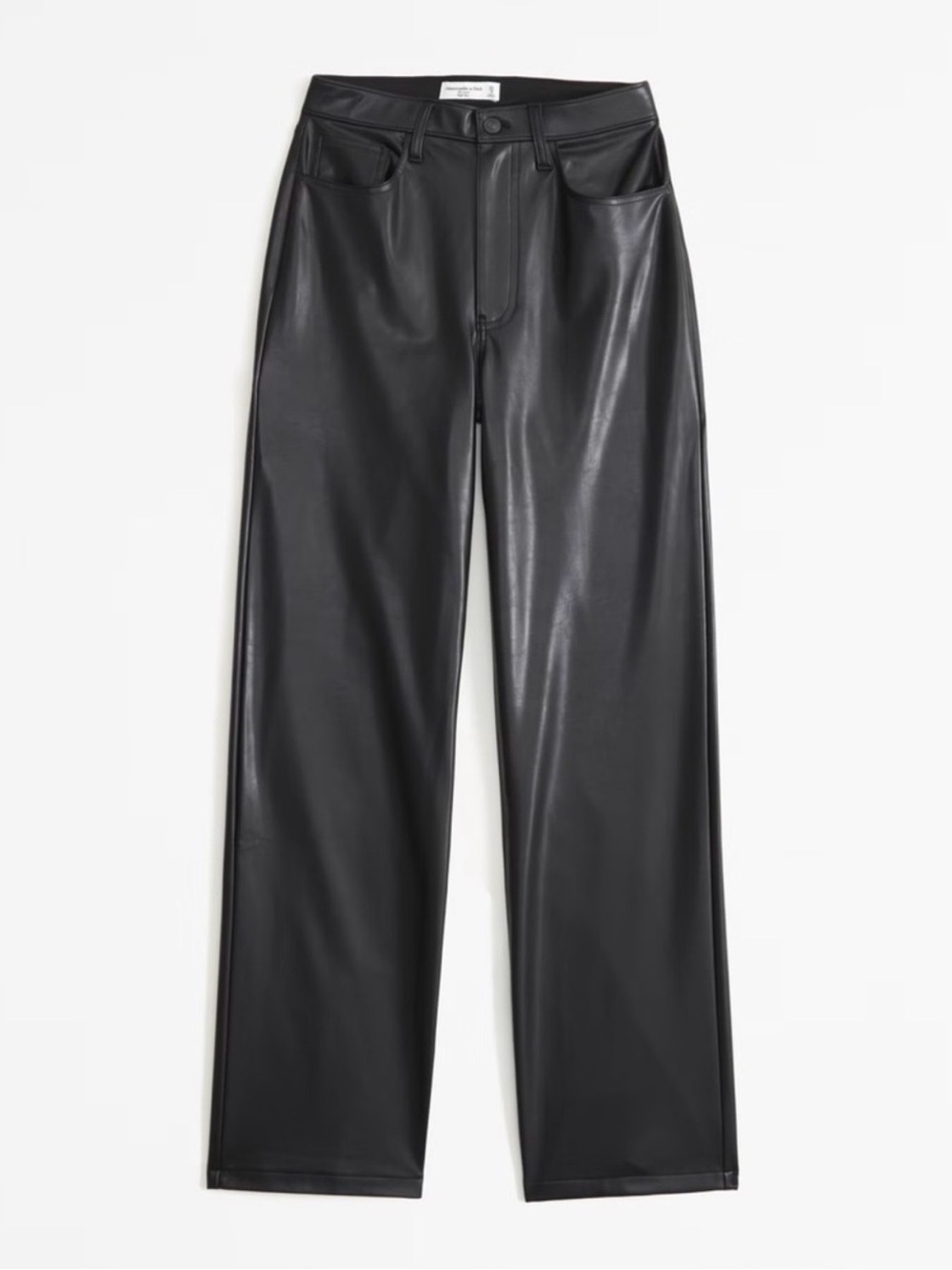 Abercrombie & Fitch Black Leather Ankle Straight Ultra High Rise Pants 26/2L